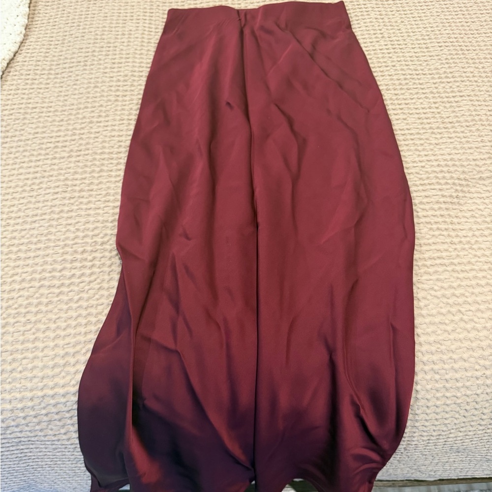 Elegant Silk Burgundy Pencil Skirt
